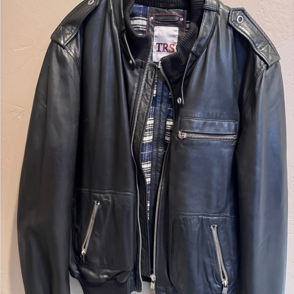 Black Leather Bomber Jacket for Men